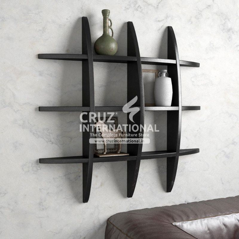 Modern Wooden Wall Rack Shelves CRUZ INTERNATIONAL